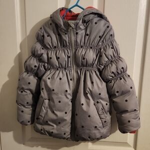 Polka Dot Kids Puffer Jacket - Gray